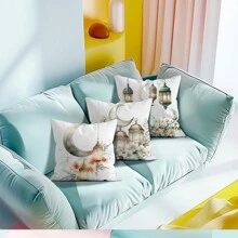 4 pezzi Set da 4 cuscinetti con illustrazione ad acquerello sul tema del Ramadan, stampa monofacciale, dimensioni 45 x 45 cm - Multicolore - Visualizzare 6