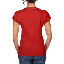 Gildan Ladies Soft Style Short Sleeve VNeck TShirt (Red) - 100% Cotton - Red - View 5