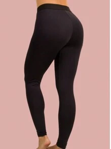 Women's Winter Footless Second Skin Trousers UV+ Protection - 黑色 - 查看 2