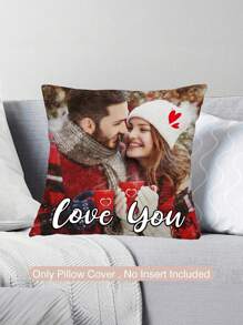 Customized Photo Throw Pillow Case, Personalized Couples Family Pets Single-Sided Printed Cushion Cover, Velvet - Multicolor - View 4