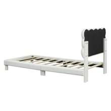 Sweiko 90*200cm Flat Bed, Upholstered Bed, Anti-Lamb's Wool, Comfortable Headboard Upholstery, Three-Way Adjustable Headboard, Pink Appearance, Fashionable And Simple, White - 白色 - 查看 8