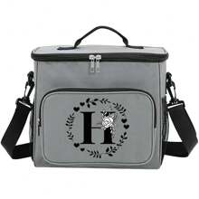 1pc Lunch Bag Multi-Pocket Insulated Lunch Box School Lunch Box With Adjustable Shoulder Strap Waterproof Thermal Boxes 26 Letter A To Z Pattern Container Insulated Lunch Bags For Office, Work, School - Grey - View 14