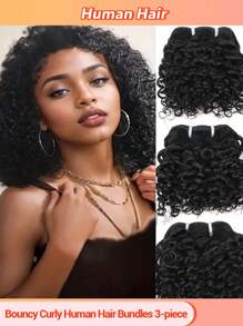 3 Stücke natürliche Farbe Remy Haarverlängerungen aus Echthaar, lockig, 8-10 Zoll für Frauen - SNatural - Übersicht 2