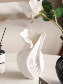 1pc 创意陶瓷花瓶带储水旋转美学装饰高端客厅玄关桌面干花摆件酒店装饰家居装饰 - 彩色 - 查看 2