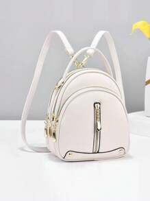 全新时尚女士软皮多用途小背包、可转换单肩包和手提包 - 白色 - 查看 1