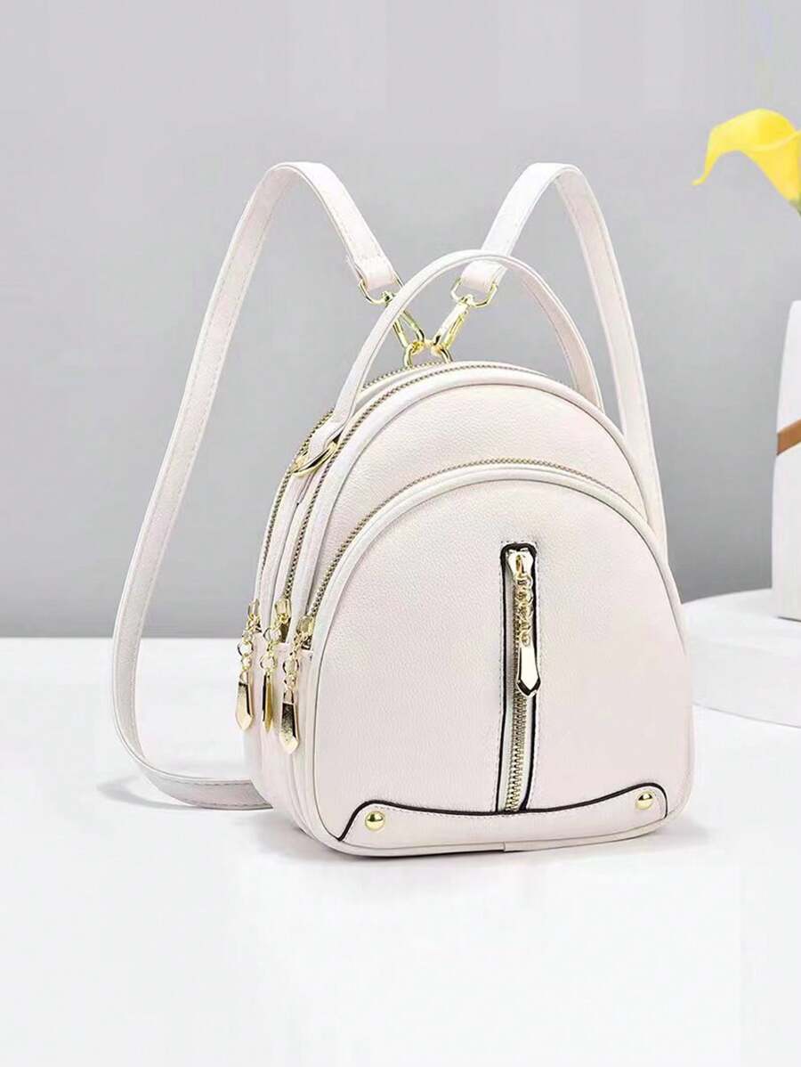 全新时尚女士软皮多用途小背包、可转换单肩包和手提包 - 白色 - 查看 1