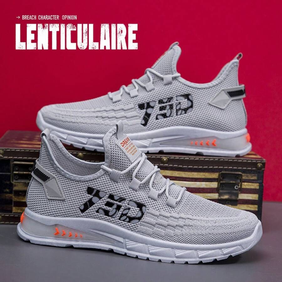 Baskets de course respirantes en maille pour hommes, chaussures de jogging d'été anti-transpiration et anti-odeur, chaussures de loisirs décontractées pour le voyage extérieur confortables et antidérapantes - Gris - Voir 1