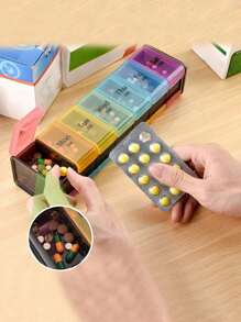 1pc Travel Pill Box Extra Large Pill Organizer 2 Times A Day, Weekly XL AM PM Pill Case, 7 Day Pill Box Twice A Day, Oversized Daily Medicine Organizer For Vitamins, Big Pill Container, Medication Dispenser (Rainbow)-Perfect For Organizing Medication On The Go Upper And Lower Pill Boxes For 14 Days, Travel Size