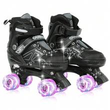 Verstellbare Skates, LED-Skates mit Vollblitzrad und verstellbare Skates in 5 Größen für Mädchen, Jungen und Anfänger - Schwarz - Übersicht 3