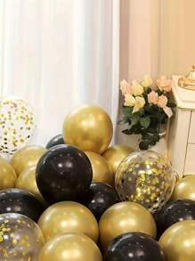 50 قطعة من البالونات اللاتكس بالألوان الأسود والذهبي - مناسبة للأعراس والأعياد الميلاد والذكرى السنوية والتخرج، ديكور متعدد الأغراض للاستخدام الداخلي والخارجي - متعدد الألوان - مشاهدة 2