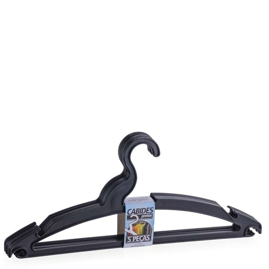Kit 10 Cabides Preto Reforçado Resistente Varal Roupa