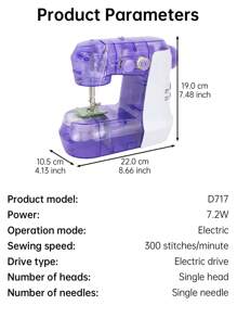 Household Portable Electric Manual Multifunctional Transparent Shell Mini Sewing Machine - Purple - View 10