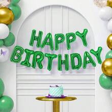 Red &Green Happy Birthday Latex Balloons - 16 Inch Happy Birthday Banner, 1000 Pcs Artificial Silk Rose Petals For Emerald Green Birthday Decorations St. Patrick's Day Decoration Wedding Party Valentine's Day Decor