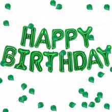 Red &Green Happy Birthday Latex Balloons - 16 Inch Happy Birthday Banner, 1000 Pcs Artificial Silk Rose Petals For Emerald Green Birthday Decorations St. Patrick's Day Decoration Wedding Party Valentine's Day Decor