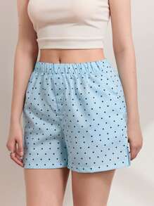 Womens Button Front Shorts Casual Elastic Waist Plaid/Striped Print Lounge Shorts Going Out Pants - Multicolor - View 5