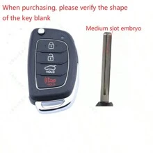 1 pieza Carcasa de repuesto plegable para llavero aplicable para Modern 2015-2017 Sonata, 2013-2015 Santa Fe, Tuscon Llave de entrada sin llave - Ranura central de 4 teclas en blanco - Ver 9