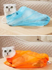 1pc Cat Washing Bag Cat Grooming Tool For Nail Clipper Pet Cleaning Supplies Anti-Scratch Anti-Bite Bathing Bag ﻿ - Multicolor - View 8