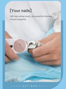 1pc Cat Washing Bag Cat Grooming Tool For Nail Clipper Pet Cleaning Supplies Anti-Scratch Anti-Bite Bathing Bag ﻿ - Multicolor - View 6