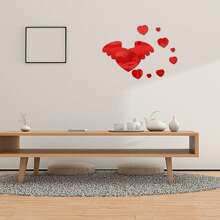 Love Wings Mirror Wall Sticker, Home Decor Decal Wall Sticker - Red - View 6