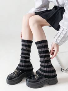 1 Pair Y2K Style Arm Warmers For Women, Punk Gothic Striped Fingerless Knitted Arm Sleeve Warmers For Halloween Cold Gloves Y2k Valentine's Day Valentines