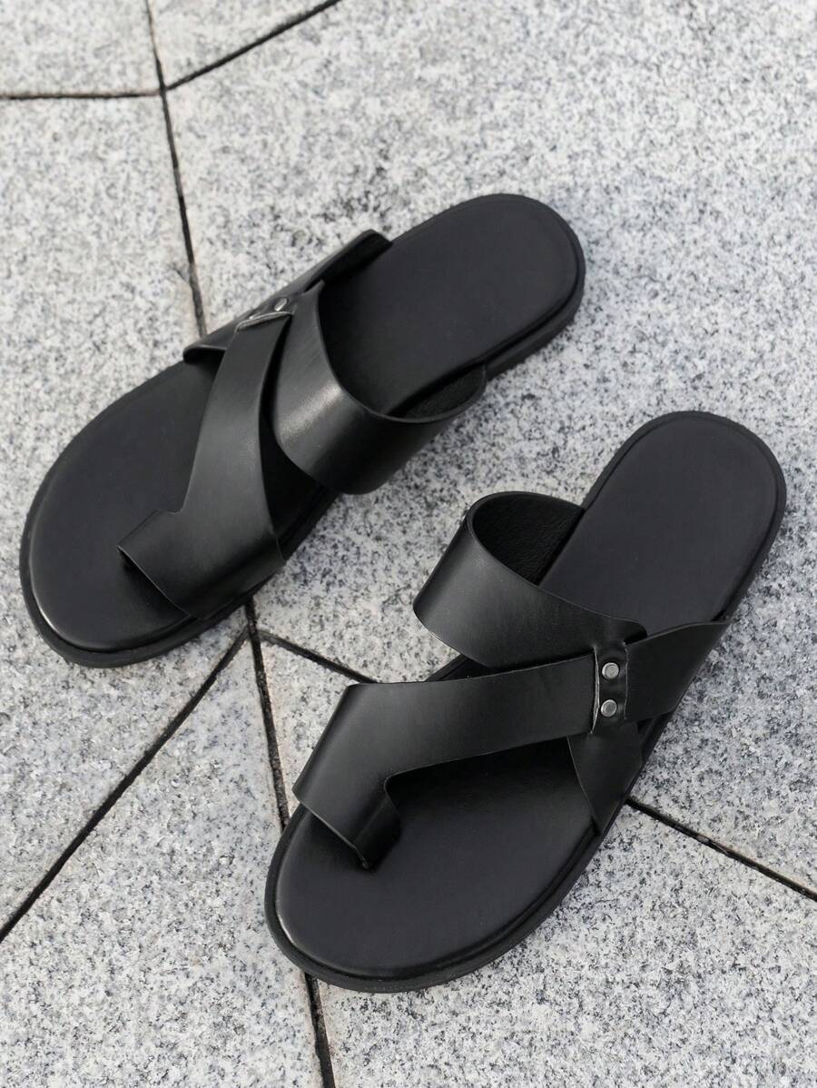 Giày lười hở mũi thoáng khí màu trơn thời trang cao cấp đa năng cho nam dự tiệc ngoài trời công sở - màu đen - Xem 1