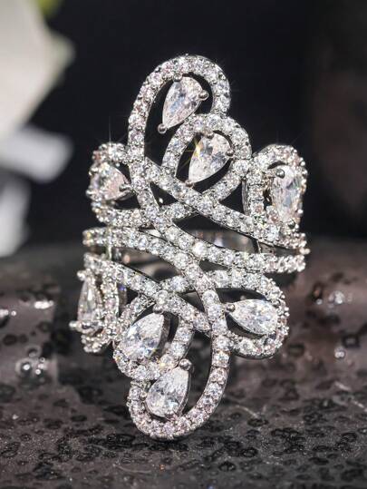 1 件经典方晶锆石戒指，适合女士结婚情人节礼物珠宝情人节