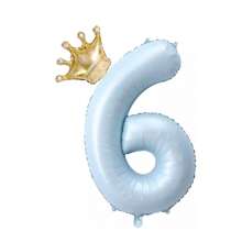 2 quả bóng bay lá kim loại hình số 0-9 + vương miện 40 inch dùng để trang trí sinh nhật, kỷ niệm, tiệc tùng - Màu xanh nhạt - Xem 5
