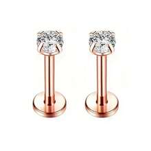 1 Pair Of 16G Stainless Steel Round Heart Five-Pointed Star Zirconia Lip Stud Nose Stud Lip Stud Monroe Lip Ring Spiral Earrings