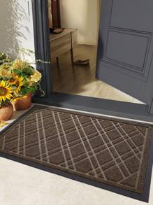 1PC- Front Door Mat Outside Entrance, All-Season Heavy Duty Rubber Doormat, Fade Resistant, Low-Profile, Easy Clean Patio Entryway, Weave Brown Home Bathroom Decor Bath Rug Floor Carpet Outdoor Rug Door Mat Fall Decor Bathroom Accessories Back To School Entryway Decor - Brown - View 10