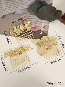 3 piezas Elegantes Pasadores de Cabello Casuales de Aleación de Zinc con Mariposas y Ramas Brillantes, Accesorios para el Cabello, Diademas de Boda, Regalos para Ella, Peines Laterales, Peines para el Cabello, Artículos Escolares