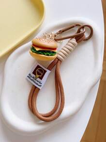 迷你仿制食品钥匙扣 手工 PVC 仿真羊角面包钥匙链 可爱钥匙圈吊坠 三明治热狗汉堡仿真吊坠钥匙链 钥匙圈吊坠汉堡手工饰品 可挂在包包钥匙上 女士新奇钥匙扣配件，芝士汉堡汽车钥匙扣 - 彩色 - 查看 7