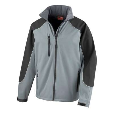 Result Mens Ice Fell Hooded Softs Breathable Waterproof Jacket (345 GSM) (Grey/Black) - 93% Polyester/7% Elastane