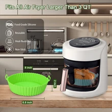 3 件空气炸锅硅胶内衬、8 英寸空气炸锅内衬、空气炸锅烤盘、专用烧烤盘、硅胶空气炸锅篮内衬、可重复使用的空气炸锅锅烤箱内衬烤盘、空气炸锅硅胶垫配件厨房