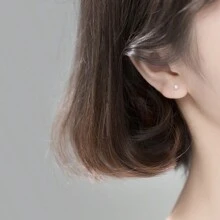 1 Pair Minimalist 925 Sterling Silver Colorful Single Zirconia Stud Earrings, Versatile Fashion Accessory, Suitable As Gift For Friends, Party