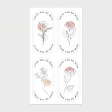 100pcs/Pack Flower Thank You Stickers, For Gift Box Sealing, Packaging Decoration Valentine's Day