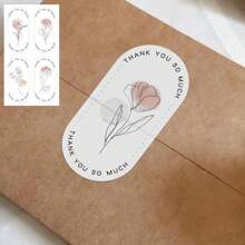 100pcs/Pack Flower Thank You Stickers, For Gift Box Sealing, Packaging Decoration Valentine's Day