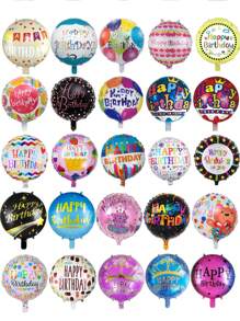 10 piezas de globos de patrones aleatorios, globos de PE de 18 pulgadas para fiesta de cumpleaños, vuelta al colegio, Día de San Valentín - Multicolor - Ver 2