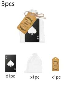 18件/套黑色/银色扑克牌开瓶器套装，黑桃A开瓶器，适用于婚礼派对礼物、家庭聚会氛围礼物、婚礼宾客回礼、生日派对礼物、DIY小礼物、摄影道具返校情人节 - 彩色 - 查看 13