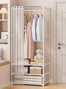 1pc Multi-Tier Simple Wardrobe Storage Cabinet, Home Bedroom Dust-Proof Storage Cabinet, Multi-Functional Storage Cabinet For Office, Dorm, Classroom, Floor-Standing Clothing Storage Rack, Valentine's Day - Black - View 3