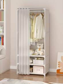 1pc Multi-Tier Simple Wardrobe Storage Cabinet, Home Bedroom Dust-Proof Storage Cabinet, Multi-Functional Storage Cabinet For Office, Dorm, Classroom, Floor-Standing Clothing Storage Rack, Valentine's Day - Black - View 6