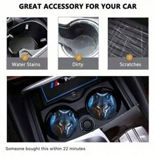 2pcs Fox/Wolf Design Absorbent Cup Mats, Fashionable Durable Quick Dry Non-Slip Car Cup Holders