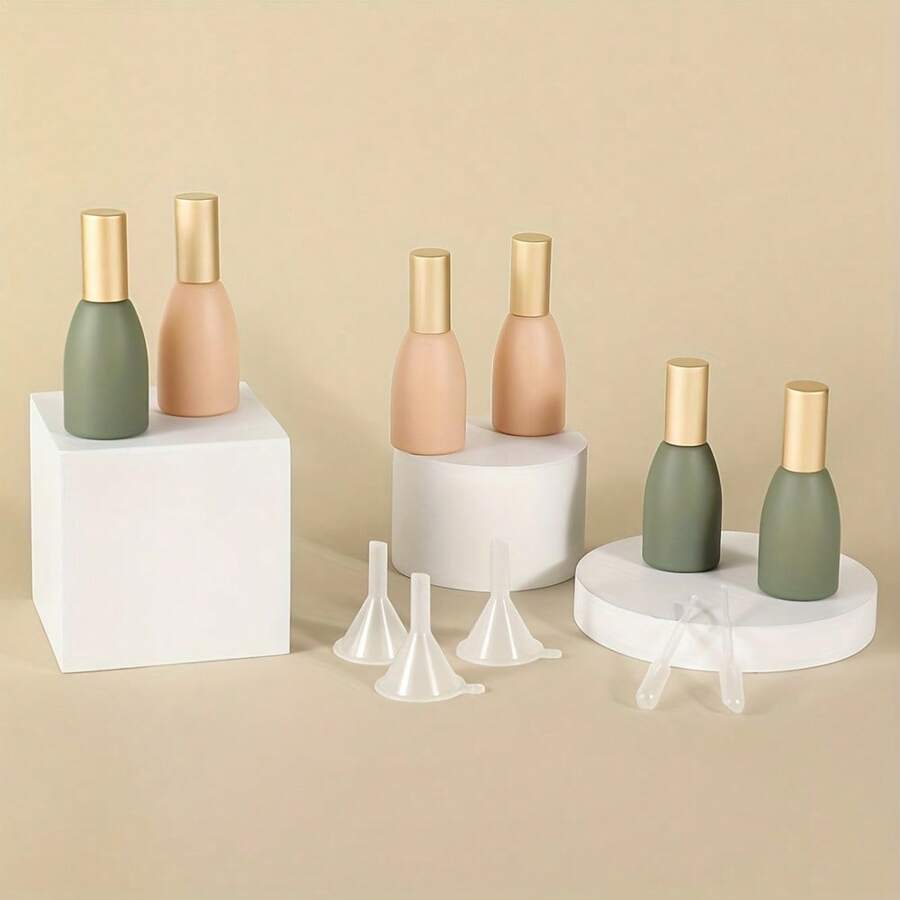 10 件 0.41 盎司精油滚珠瓶，配有 5 个漏斗和 5 个滴管，不锈钢滚珠玻璃瓶，带金色瓶盖，不含酒精，适用于旅行香水和芳香疗法，香水瓶 - 滾珠瓶 - 查看 1