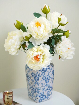 1 pieza, Flor artificial de peonía de seda de 25.6in/65cm, pétalos con borde quemado único, flexible y resistente al color - Para hacer pared de flores DIY, decoración de escena, arreglo de florero en sala de estar y dormitorio, boda, fiesta, decoración festiva, decoración del hogar, decoración de mesa, arreglo de habitación, San Valentín, regalo