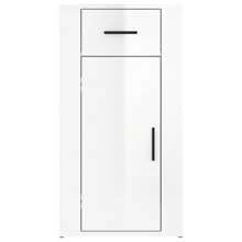 High Gloss White Wooden Office Cabinet 40x49x75 Cm Stylish Storage Solution