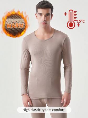 Juego de ropa interior térmica antibacteriana para hombres, forro térmico delgado, elástica, cálida para otoño e invierno