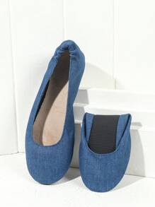 女士时尚休闲舒适百搭轻便可折叠室内瑜伽/舞蹈鞋 - 藍色 - 查看 5