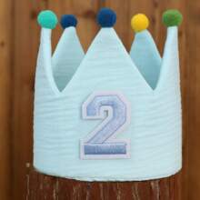 Handmade 1st Birthday Party Decorative Hats, Cute Birthday Crown Party Pom Pom Hats In Pink, Blue, White, Green, Macaron, Orange, Handmade