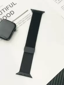 1pc Metal Magnetic Milanese Loop Band Compatible With Apple Watch Series 10/8/7/SE/Ultra 49/46/45/44/42/41/40/38mm, Stainless Steel Strap, Suitable For Women & Men, Summer Season - Black - View 5