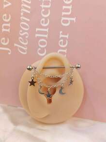 1-6 件 14G 不锈钢工业杠铃耳环软骨身体穿孔首饰 38 毫米 1&1/2 英寸工业穿孔棒