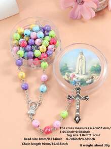 1 件复古圣母玛利亚、耶稣、基督教吊坠串珠项链、锌合金饰品、男女通用 - 串珠十字項鍊 - 查看 11